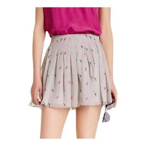 NWT BCBGeneration Pleated Chiffon Parrot Print Mini Skirt in Gray Women's 8